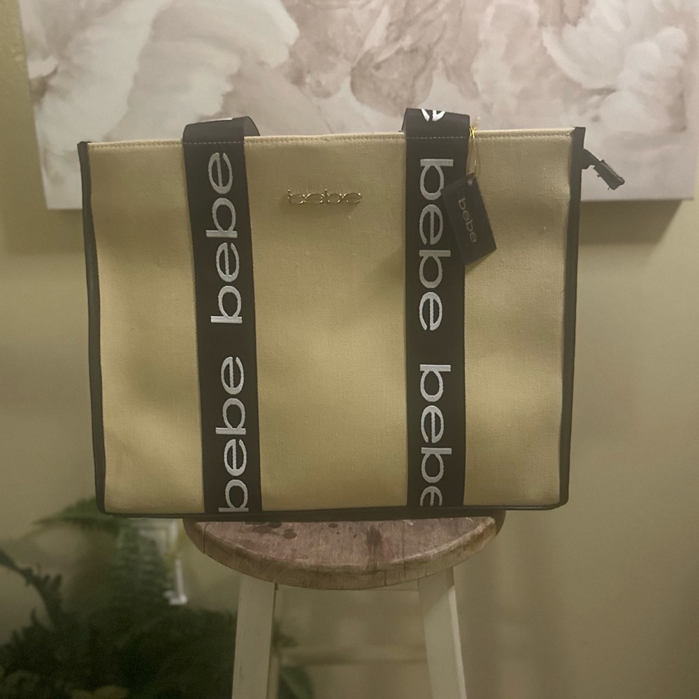Bebe Cream Tote with Black Accents